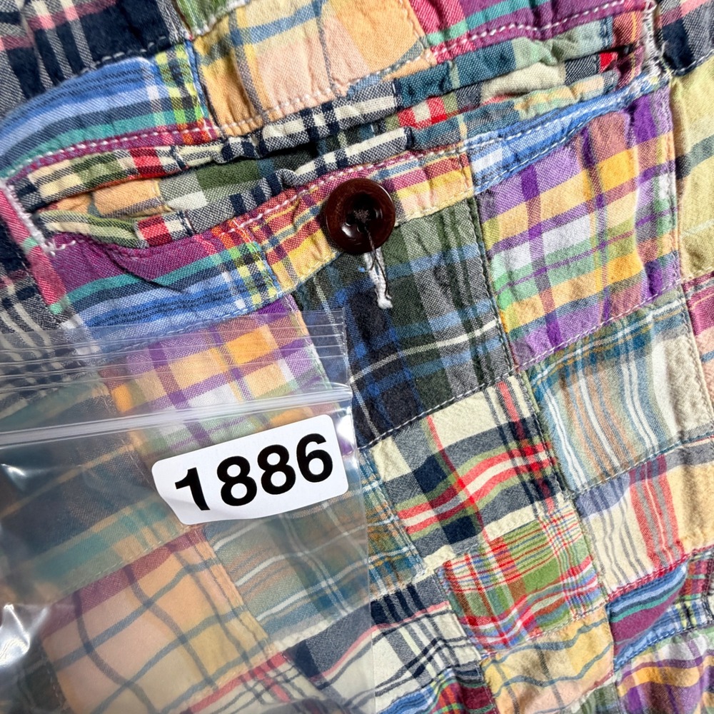 J.Crew Mens Patchwork Madras Plaid Shorts Multi-Color 100% Cotton Size 32W - Picture 9 of 9